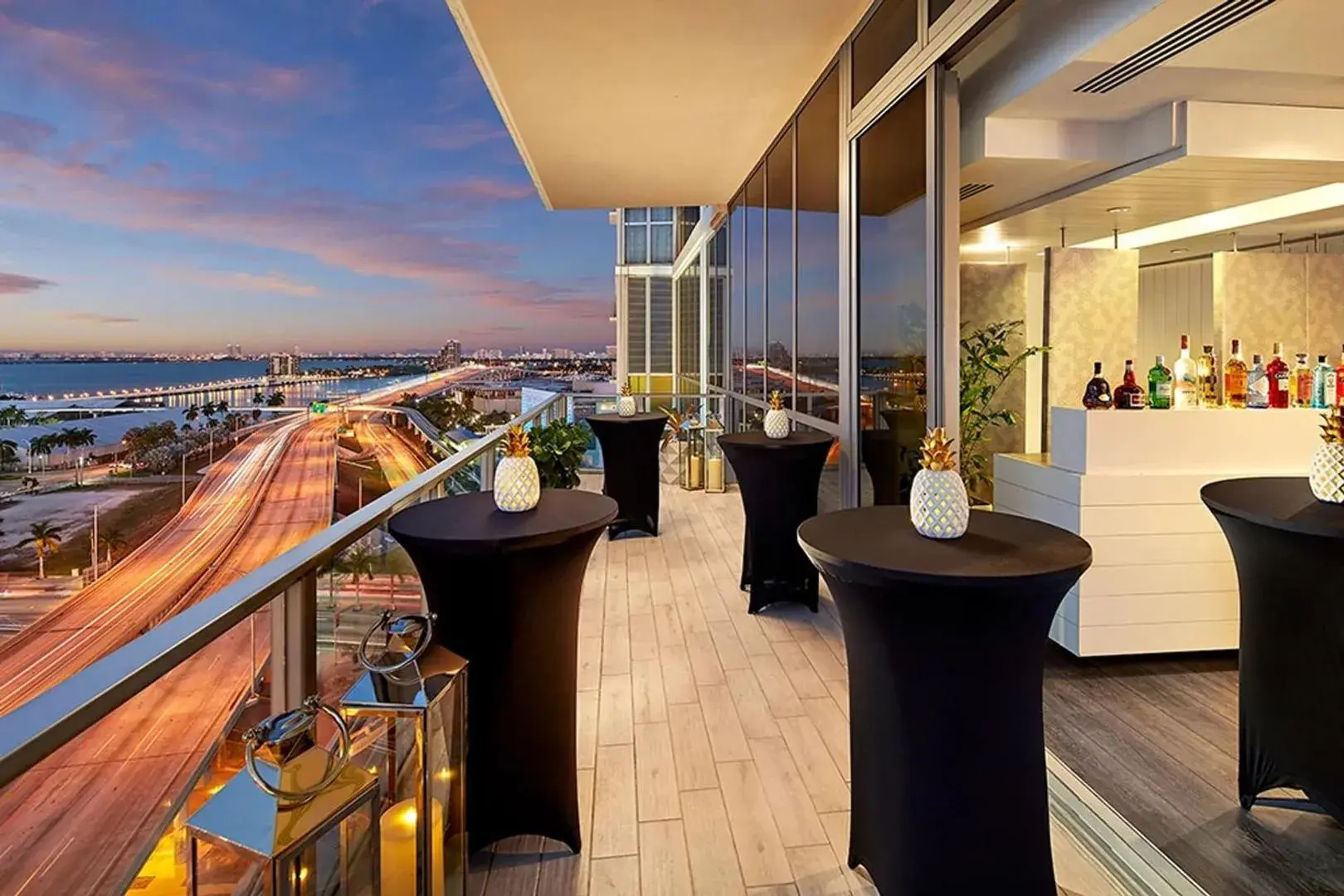 Rooftop terrace and bar overlooking the waterfront