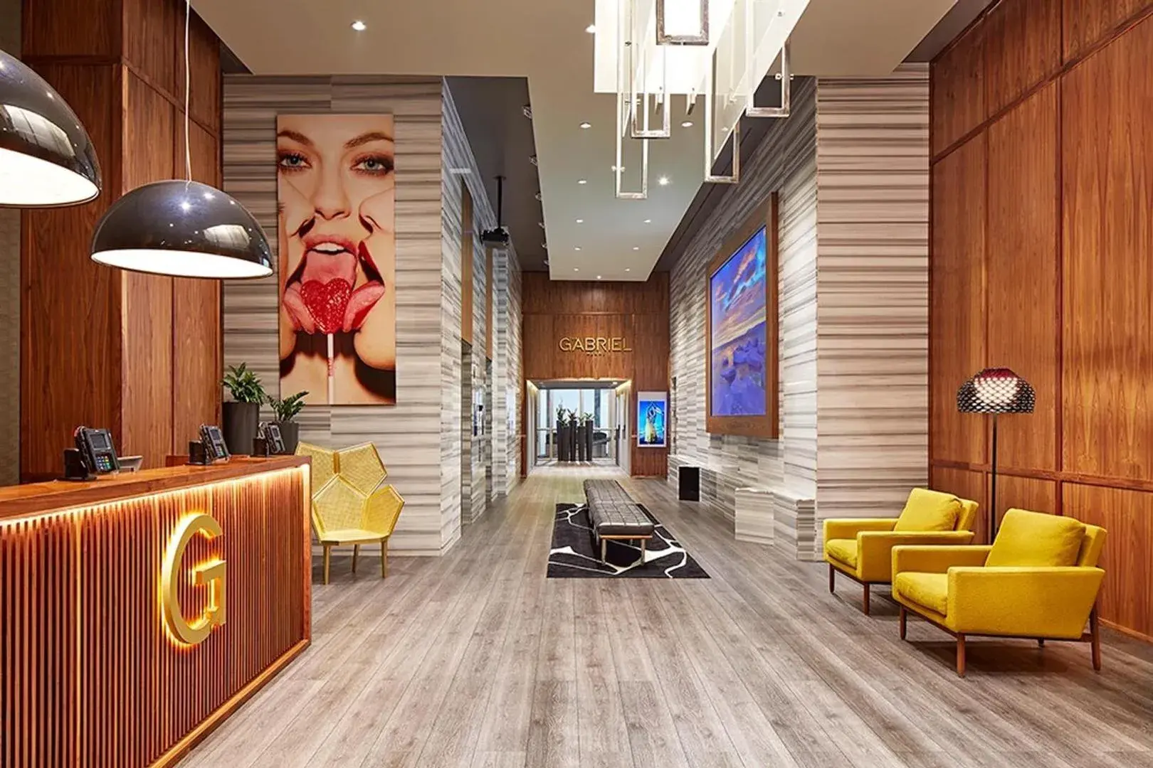 Hotel reception and arrival corridor