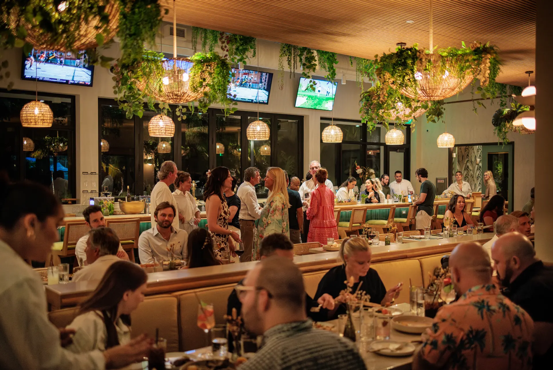 Restaurant interior and architectural detailing at The Fort Pickleball